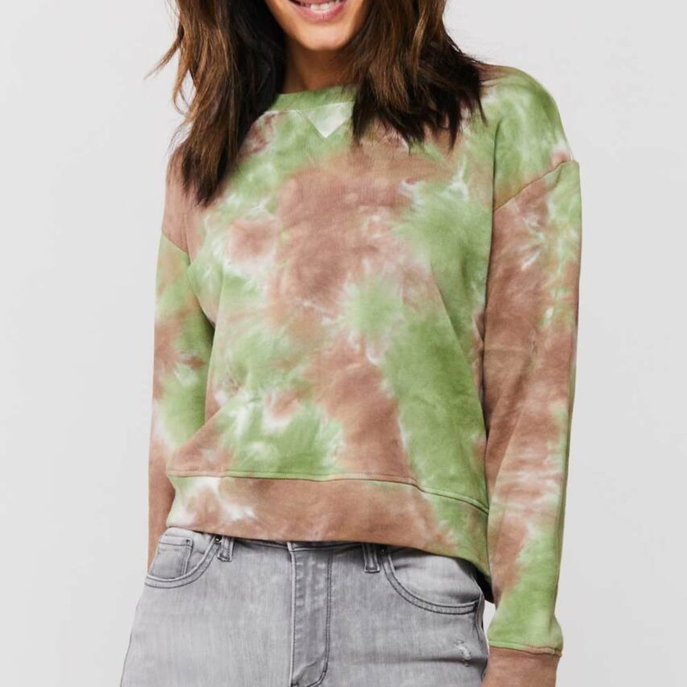 Olive Brown Tie Die Sweatshirt